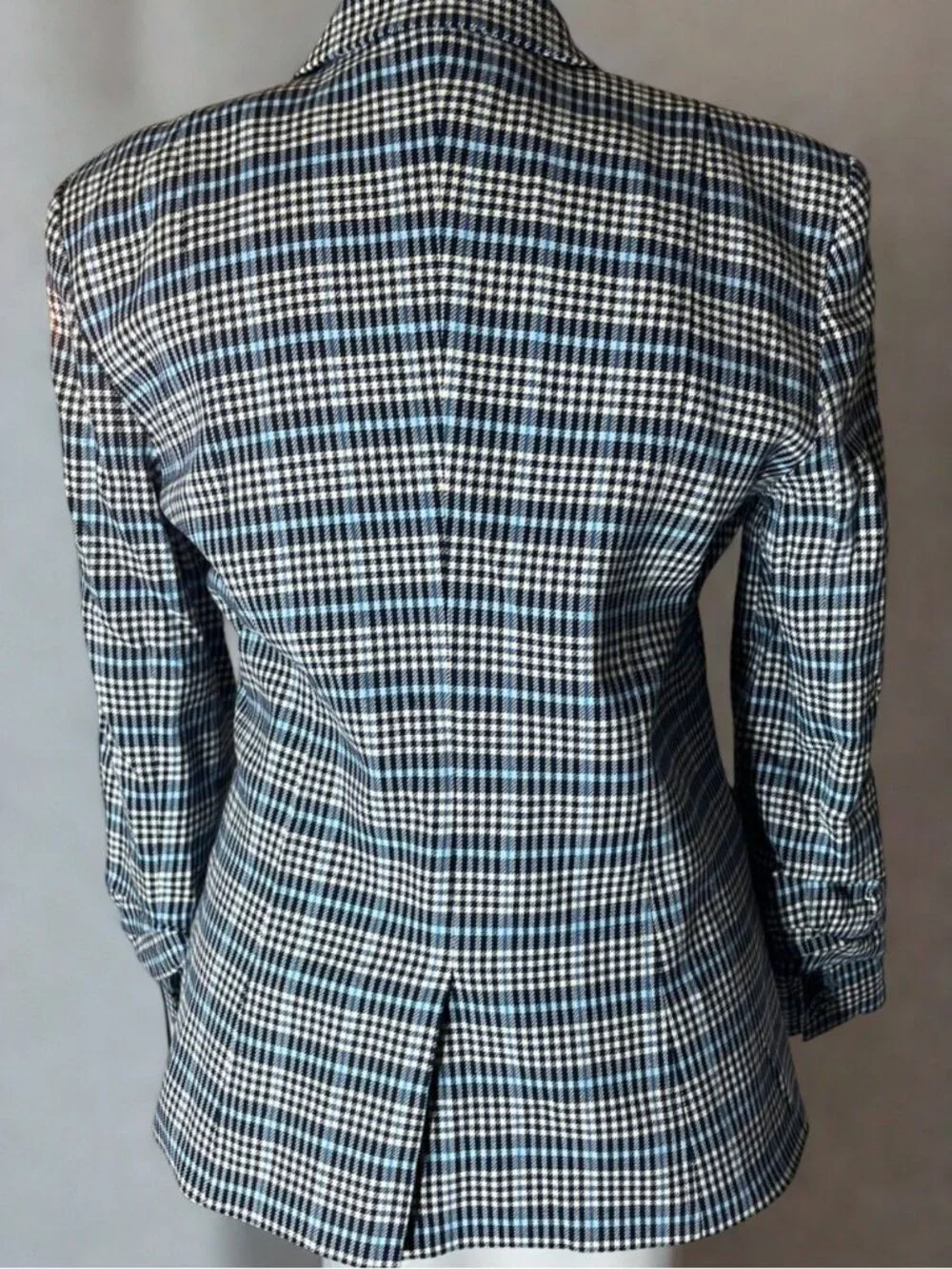Veronica Beard Plaid Double Breasted Blazer Size 12 Ruched Sleeve Open Front - Picture 2 of 5